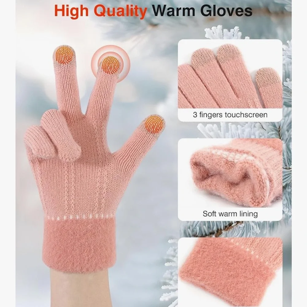 🆕 4 Pairs Winter Gloves for Women Warm Fleece Winter Touchscreen Texting Gloves